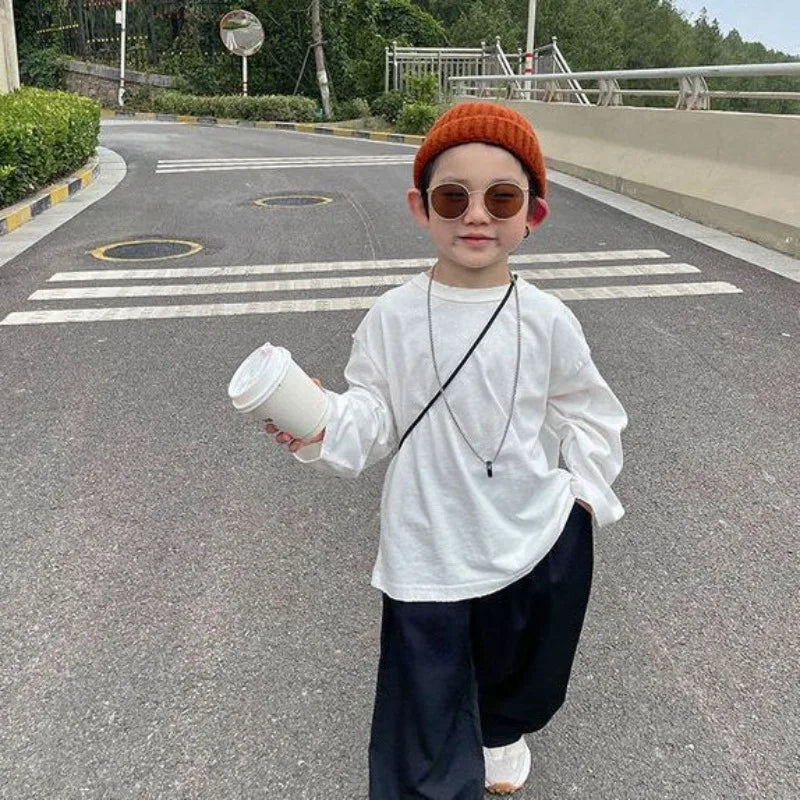 2025 Autumn/Winter Plush Letter Children's Hoodie Baby Sweater Korean Edition Fashion Children's Cool and Handsome Warm Top