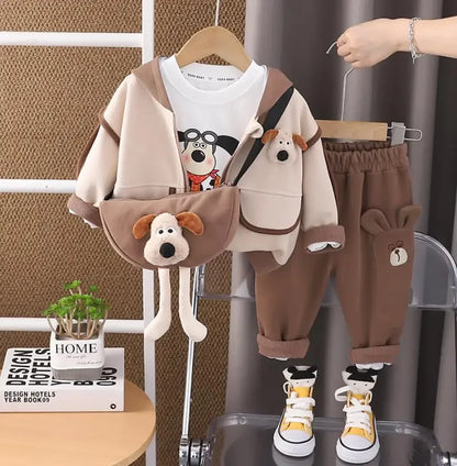 Baby Boys Designer Clothes Christmas Toddler Sets Cartoon Puppy Hooded Jacket+T-shirt+Pants 3Pcs Boutique Outfits Children Suits