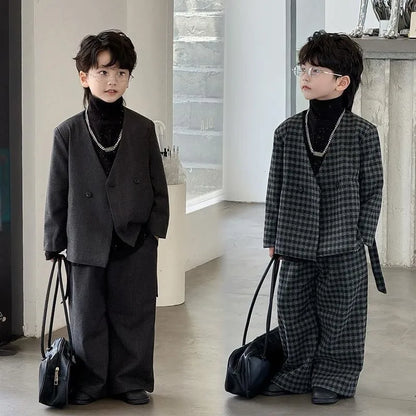 2025 Autumn New Boys' Korean Style Blazer Sets Flower Boy Runway Show Costume Formal Occasion Attire