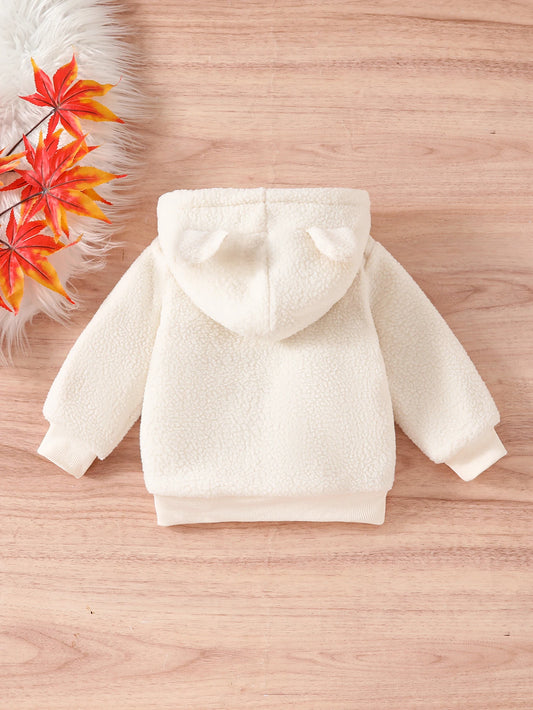 Winter Letter 3D Embroidered Quilted Fleece Zipper Hoodie