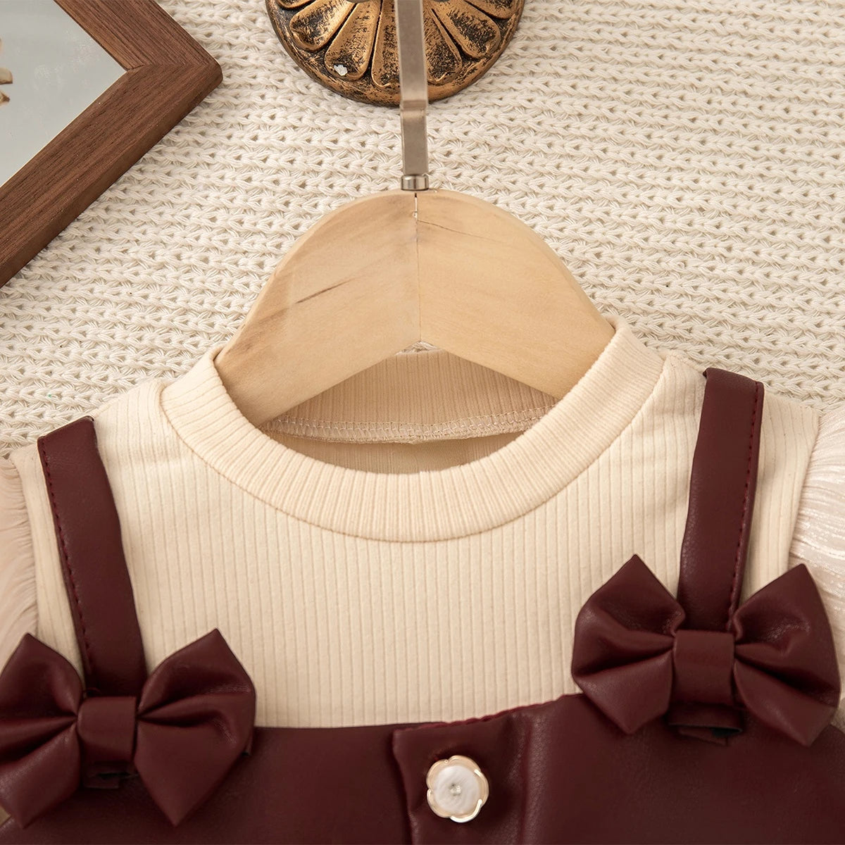 Autumn And Winter New Christmas Baby Girl Dress With Sweet Bow Imitation, Party Children'S Clothing (6 Months To 3 Years Old)