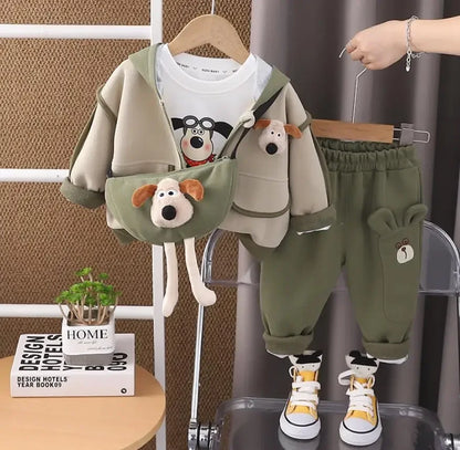 Baby Boys Designer Clothes Christmas Toddler Sets Cartoon Puppy Hooded Jacket+T-shirt+Pants 3Pcs Boutique Outfits Children Suits