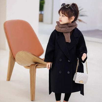 Thickened Autumn Winter Velvet Children's Coat Girls' Woolen Coat Korean Style Mid-Size Children's Outerwear