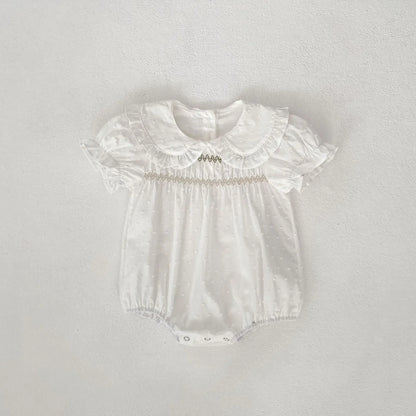 Baby Clothes 2025 Summer Baby 100% Cotton Bun Fart Clothes Female Baby Bubble Sleeves Scissor Flower Ha Clothe Jumpsuit