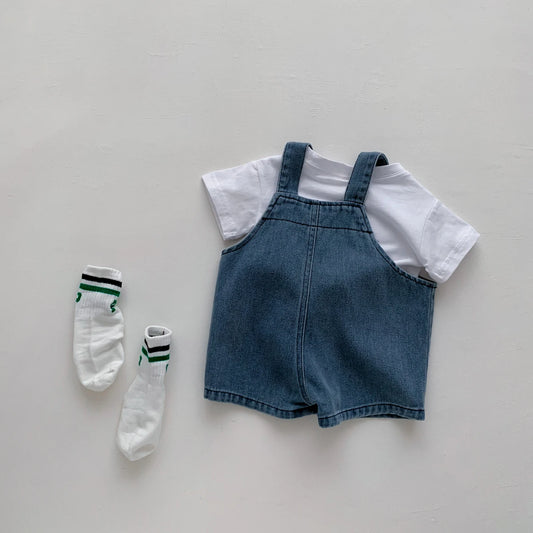 Baby Clothes for Girls Boys T Shirt with Denim Jumpsuit Newborn Clothes Set 2pcs