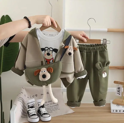 Baby Boys Designer Clothes Christmas Toddler Sets Cartoon Puppy Hooded Jacket+T-shirt+Pants 3Pcs Boutique Outfits Children Suits
