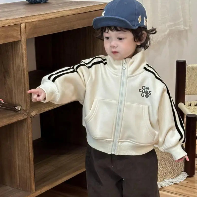 Baby Boys Zipper Jacket Infant Girls Casual Thick Cardigan Toddler Clothes 2025 Autumn New Children Long Sleeve Coat Fashion