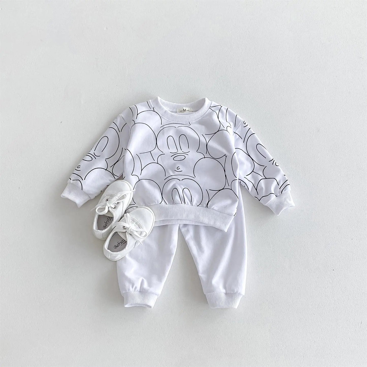 1 2 3Years Old Kids Long Sleeve Outfits Child New Crewneck Sweatshirts Loose Pants Outer Wear Toddler Solid Color Tracksuits