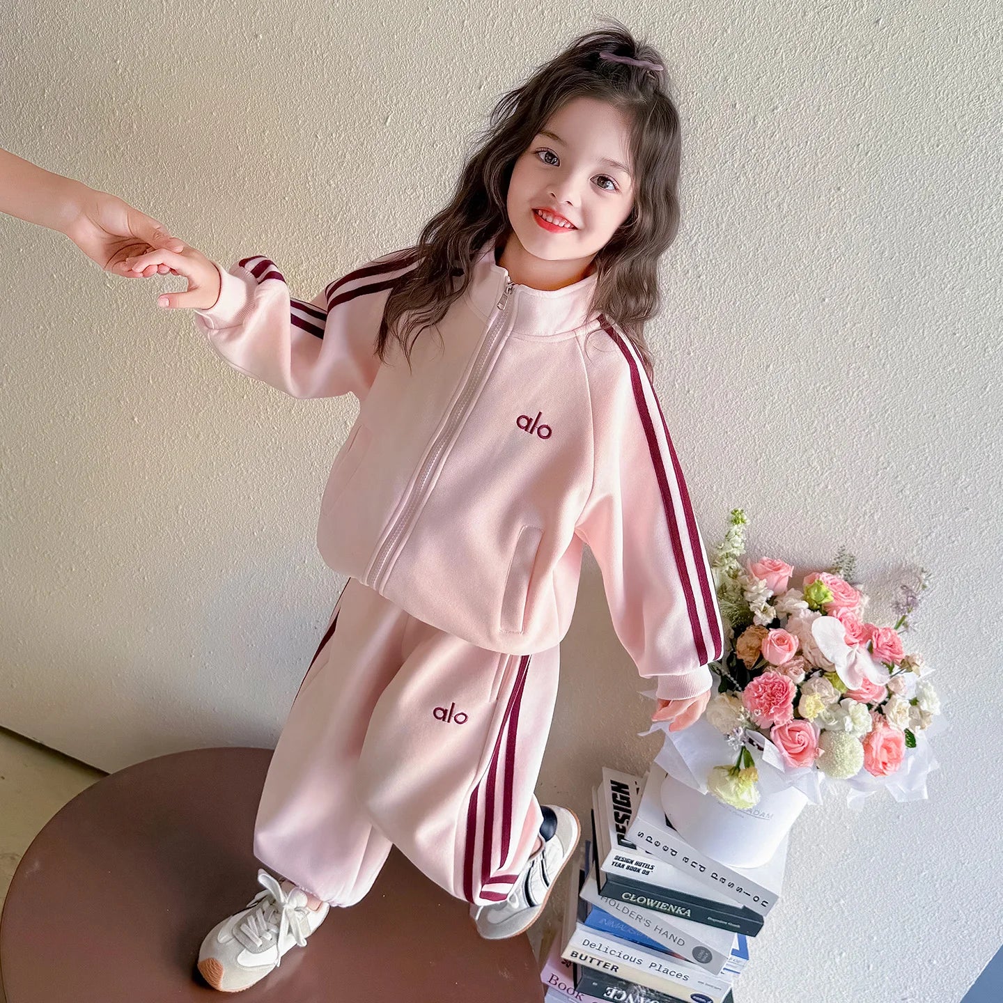 Girls Autumn Faion Striped Letter Two-Piece Set Long Sve Zipper Closure Casual Comfortable Sle Children's Clothing
