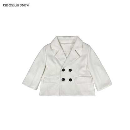 Boys Solid Double Breasted Blazer Jack Vest Pants Children Suit Waistcoat Wedding Clothes Sets Toddler Formal Dress Kids Tuxedos