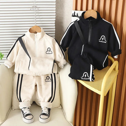 Korean Fashion Kids Boys Sportswear 2025 Spring Autumn Solid Color Long Sleeve Jackets Tops and Pants Baby Boy Infant Clothes