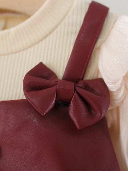 Baby Girls' Dress Spring And Autumn  Girls Toddlers' Warm Dress Two-piece Puff-Sheen Stylish Princess Dress