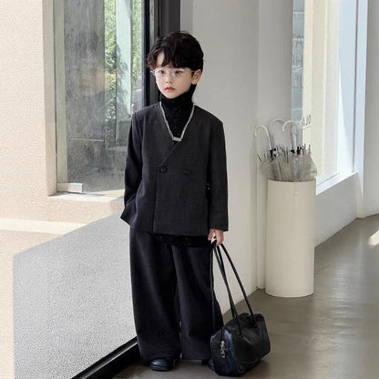 2025 Autumn New Boys' Korean Style Blazer Sets Flower Boy Runway Show Costume Formal Occasion Attire