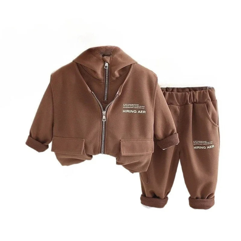 New Spring Autumn Baby Boys Clothes Suit Children Casual Vest Hooded T-Shirt Pants 3Pcs/Sets Infant Clothing Kids Tracksuits