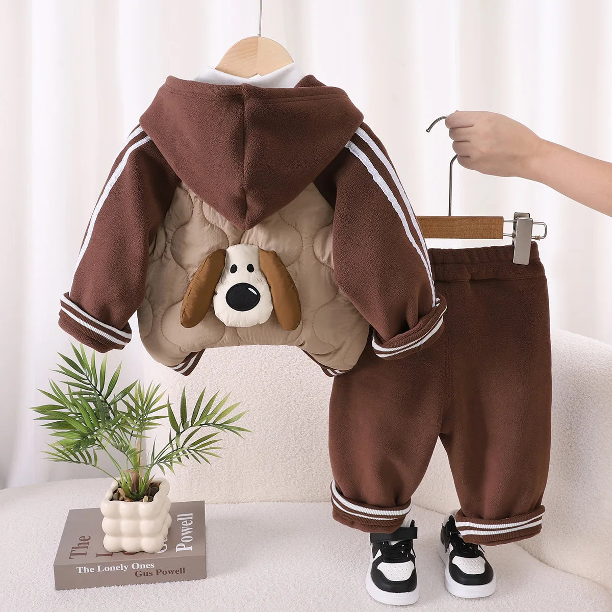 Boys Thick Clothes Sets Winter Children Down Coats T-shirts Pants 3pcs Warm Velven Suit For Baby Outfits Kids Hoodies Tracksuits