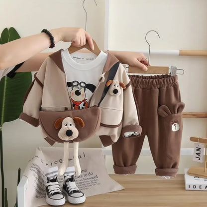 Baby Boys Designer Clothes Christmas Toddler Sets Cartoon Puppy Hooded Jacket+T-shirt+Pants 3Pcs Boutique Outfits Children Suits
