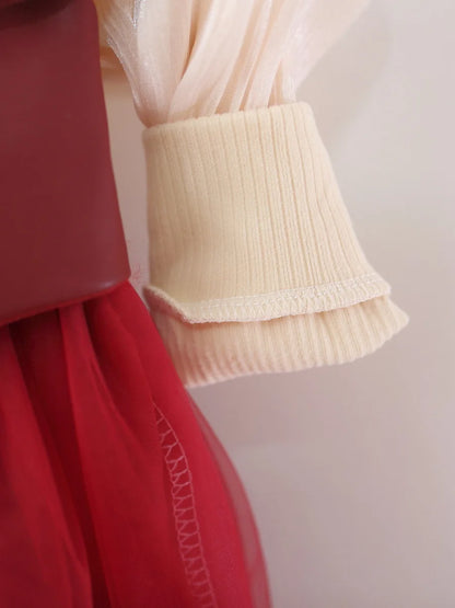 Baby Girls' Dress Spring And Autumn  Girls Toddlers' Warm Dress Two-piece Puff-Sheen Stylish Princess Dress