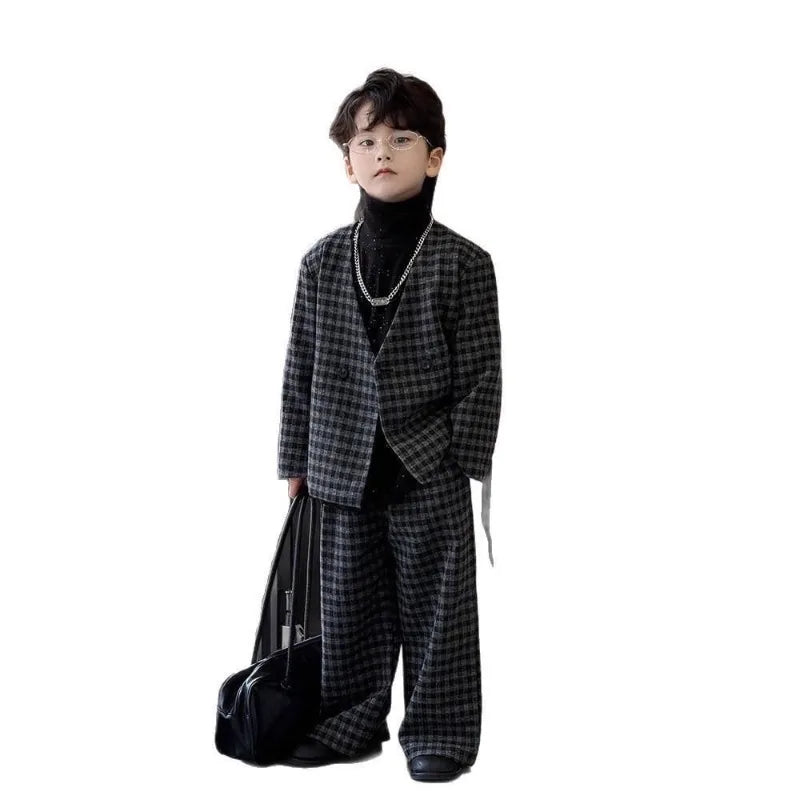 2025 Autumn New Boys' Korean Style Blazer Sets Flower Boy Runway Show Costume Formal Occasion Attire