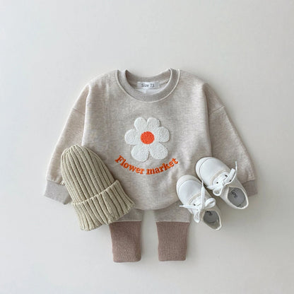 New Baby Clothes Suits Cotton Infantil Newborn Baby Outfits Clothes Little Flower Pullover Top+Trousers Set Boy Girl Clothes