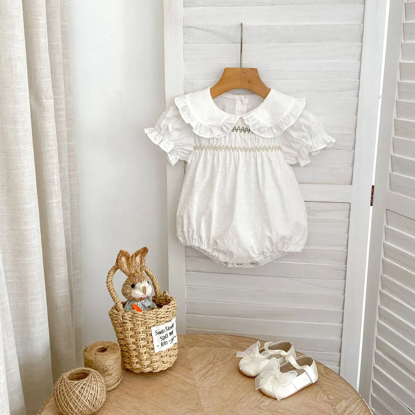 Baby Clothes 2025 Summer Baby 100% Cotton Bun Fart Clothes Female Baby Bubble Sleeves Scissor Flower Ha Clothe Jumpsuit