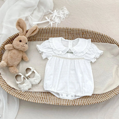 Baby Clothes 2025 Summer Baby 100% Cotton Bun Fart Clothes Female Baby Bubble Sleeves Scissor Flower Ha Clothe Jumpsuit