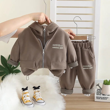 New Spring Autumn Baby Boys Clothes Suit Children Casual Vest Hooded T-Shirt Pants 3Pcs/Sets Infant Clothing Kids Tracksuits