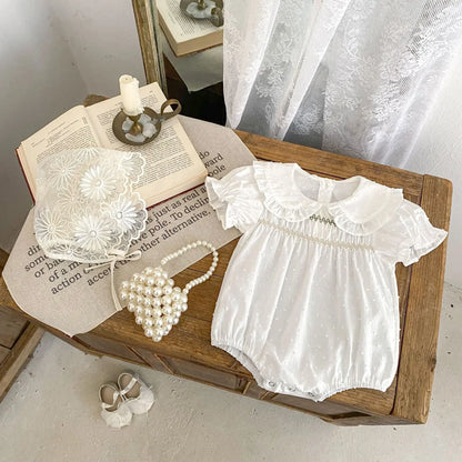 Baby Clothes 2025 Summer Baby 100% Cotton Bun Fart Clothes Female Baby Bubble Sleeves Scissor Flower Ha Clothe Jumpsuit