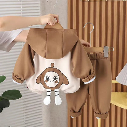 Boys' Spring and Autumn Baby Set Cartoon Egg Set Three piece Sportswear Casual Western Style New Children's Coat